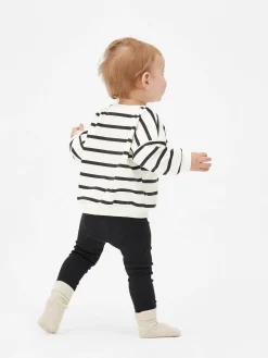 Sets Und Outfits|Primark Gestreiftes Sweatshirt Und Gerippte Leggings Im Set Schwarz
