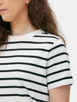 Tops Und T-Shirts|Primark Gestreiftes T-Shirt Mit Rundhalsausschnitt Schwarz/Weiß