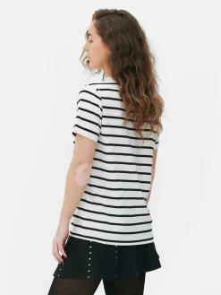 Tops Und T-Shirts|Primark Gestreiftes T-Shirt Mit Rundhalsausschnitt Schwarz/Weiß