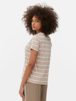 Tops Und T-Shirts|Primark Gestreiftes T-Shirt Mit Rundhalsausschnitt Braun