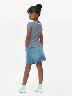Tops Und T-Shirts|Primark Gestreiftes T-Shirt Mit Spitzenbesatz Multi