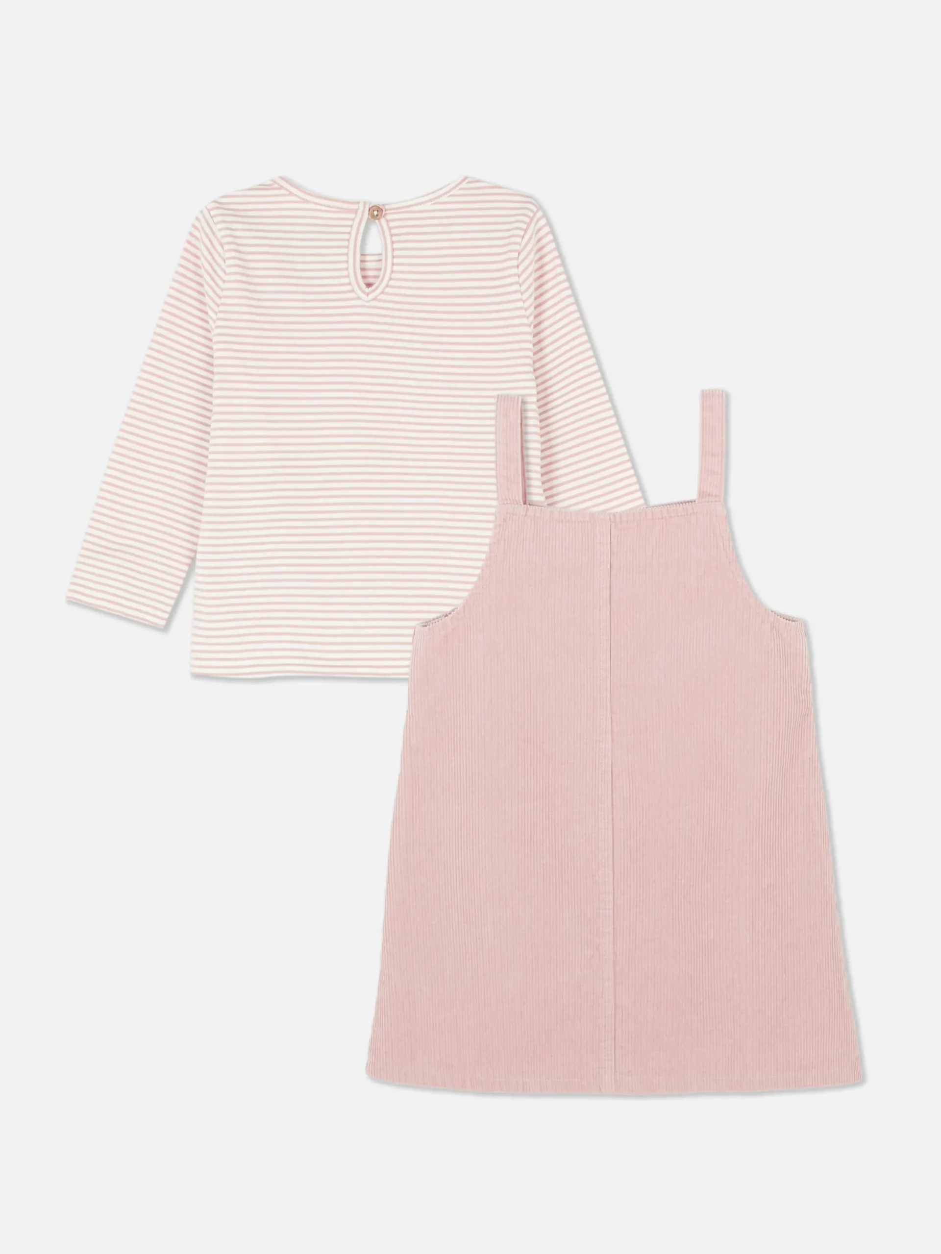 Sets Und Outfits|Primark Gestreiftes T-Shirt Und Cord-Trägerkleid Im Set Rosa