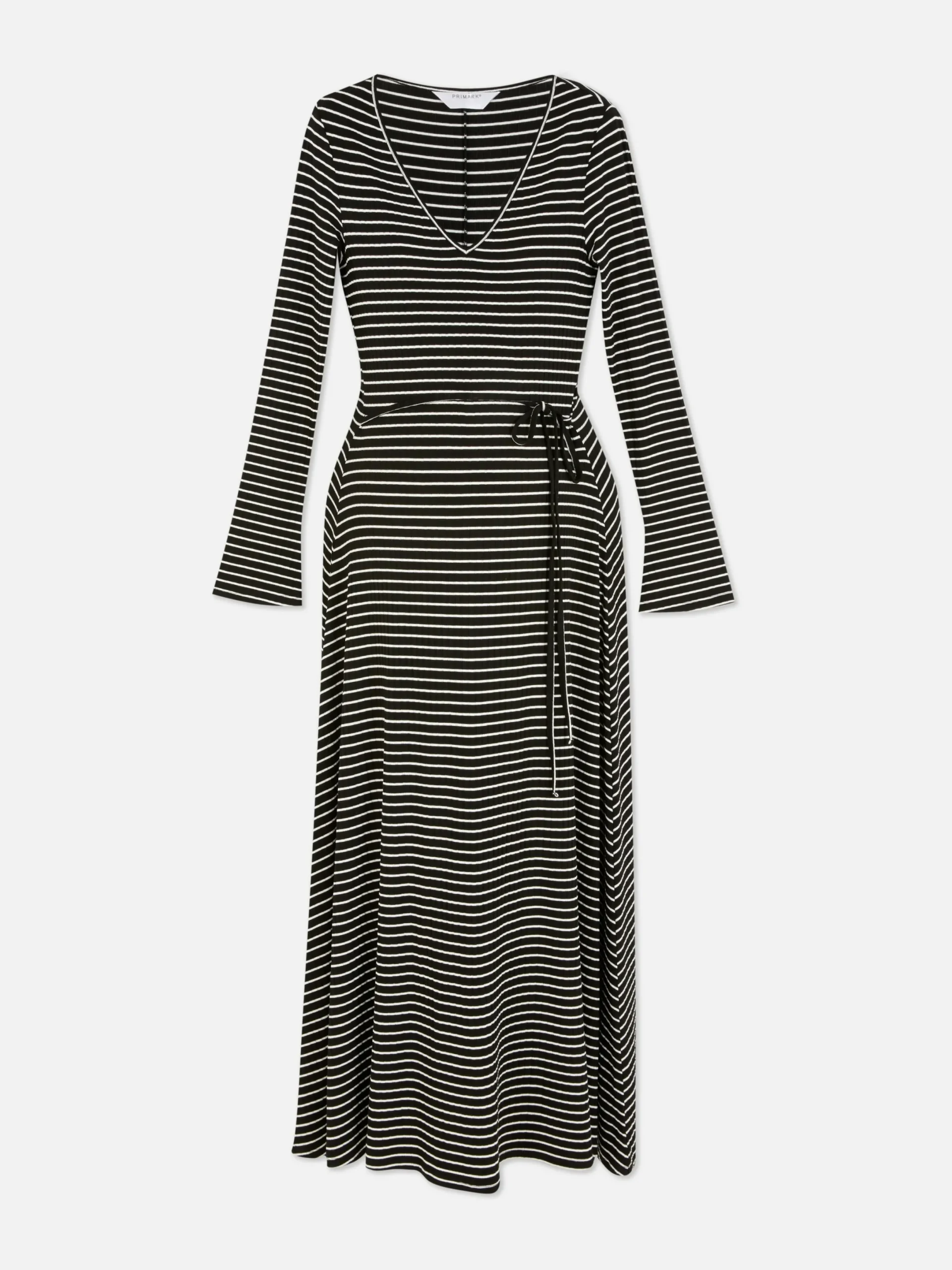 Kleider|Primark Gestreiftes Umstands-Midikleid Mit V-Ausschnitt Schwarz/Weiß