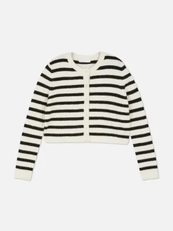 Pullover Und Cardigans|Primark Gestrickter Cardigan Mit Knopfleiste Weiß/Schwarz