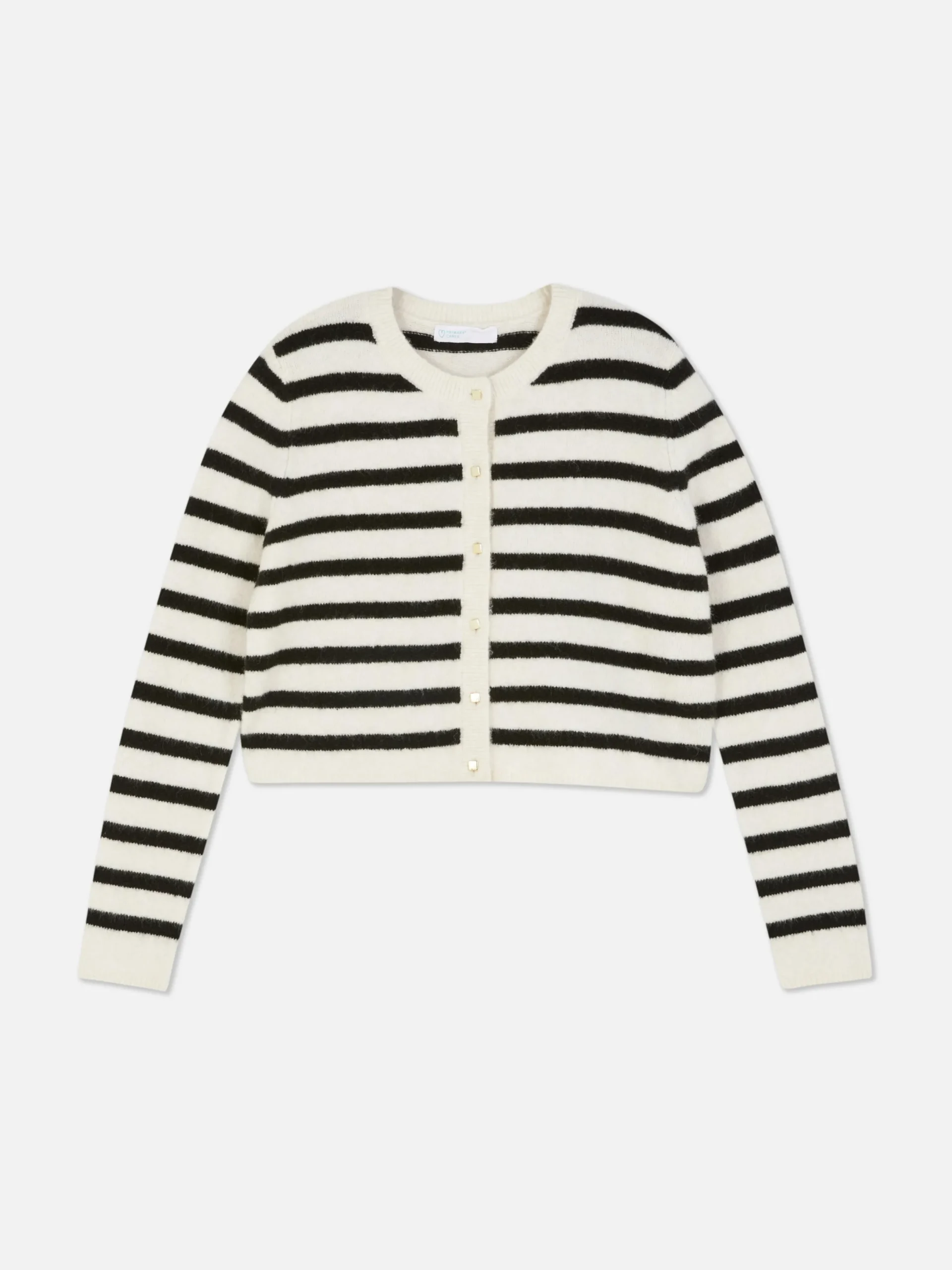 Pullover Und Cardigans|Primark Gestrickter Cardigan Mit Knopfleiste Weiß/Schwarz