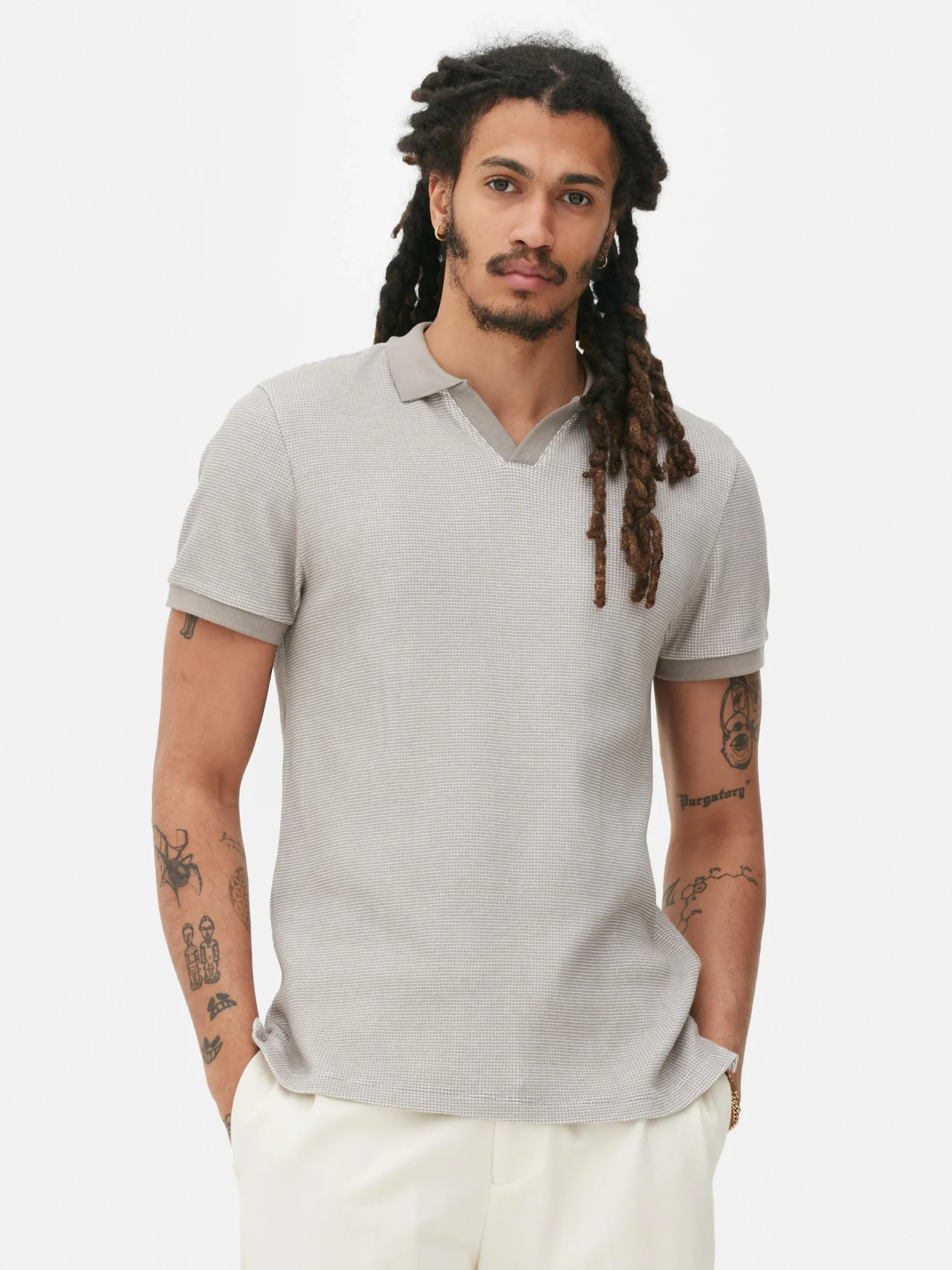 Tops Und T-Shirts|Primark Gestricktes T-Shirt Mit Reverskragen Grau meliert