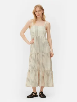 Kleider|Primark Gestuftes Maxikleid Mit Streifen Naturfarben