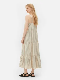 Kleider|Primark Gestuftes Maxikleid Mit Streifen Naturfarben