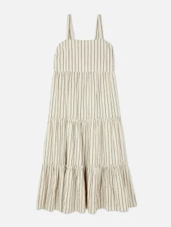 Kleider|Primark Gestuftes Maxikleid Mit Streifen Naturfarben