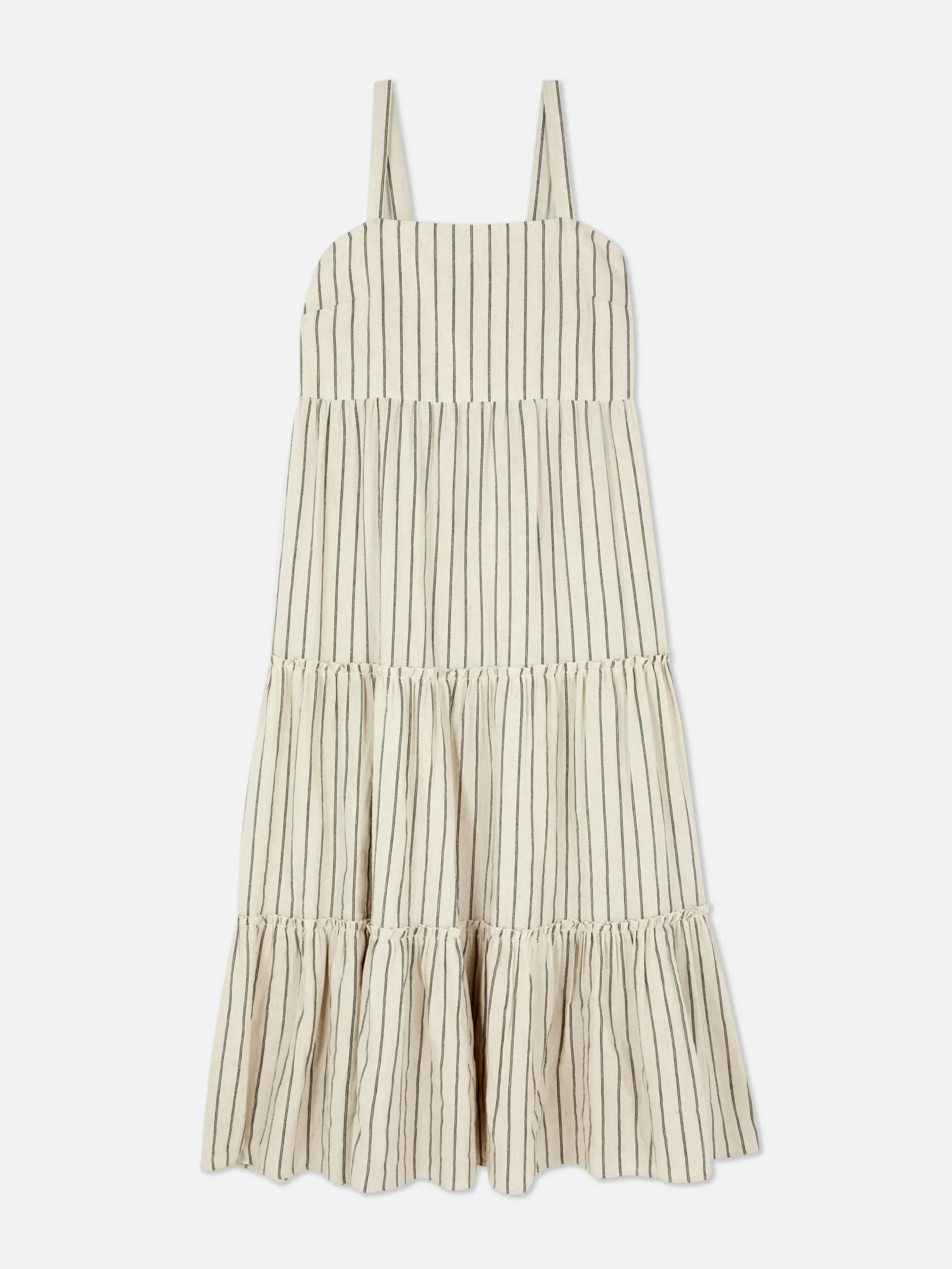 Kleider|Primark Gestuftes Maxikleid Mit Streifen Naturfarben