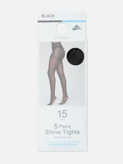 Strumpfhosen|Primark Glänzende Strumpfhosen, 15 DEN, 5er-Pack Schwarz