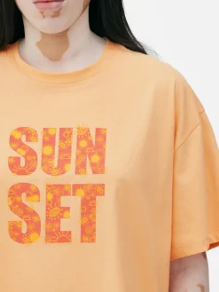 Tops Und T-Shirts|Primark Grafik-T-Shirt Mit Geradem Schnitt Hellorange