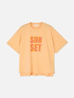 Tops Und T-Shirts|Primark Grafik-T-Shirt Mit Geradem Schnitt Hellorange