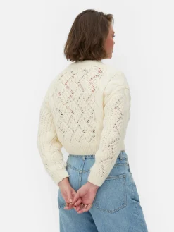 Pullover Und Cardigans|Primark Grobmaschiger „Rita Ora“ Strickpullover Mit Zopfmuster Elfenbeinfarben