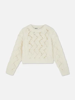 Pullover Und Cardigans|Primark Grobmaschiger „Rita Ora“ Strickpullover Mit Zopfmuster Elfenbeinfarben
