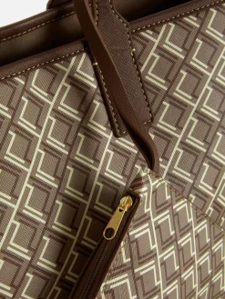 Taschen Und Portemonnaies|Primark Große Tragetasche Mit Monogramm Schokoladenbraun