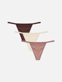 Slips|Primark G-String-Alltagstangas, 3er-Pack Mokkafarben