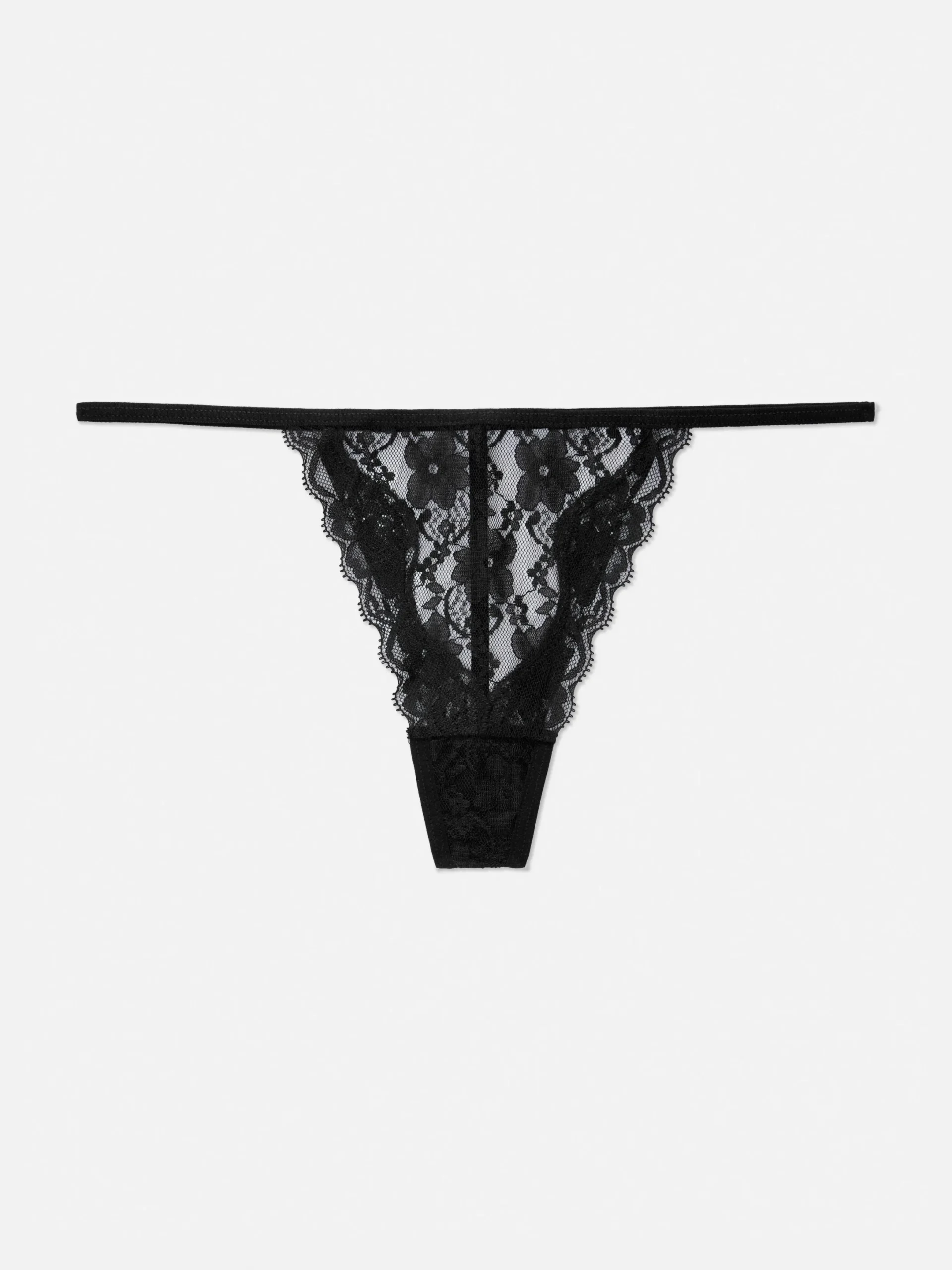 Slips|Primark G-String-Tanga Mit Blumenspitze Schwarz