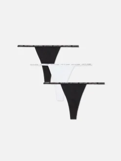 Slips|Primark G-String-Tangas Aus Mikrofaser, 3er-Pack Schwarz/Weiß