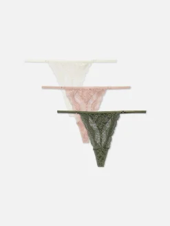 Slips|Primark G-String-Tangas Aus Spitze, 3er-Pack Khakifarben