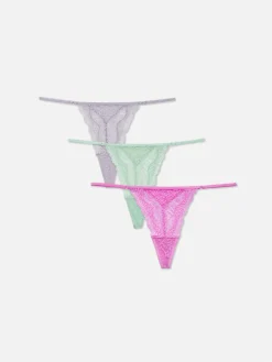 Slips|Primark G-String-Tangas Aus Spitze, 3er-Pack Pink