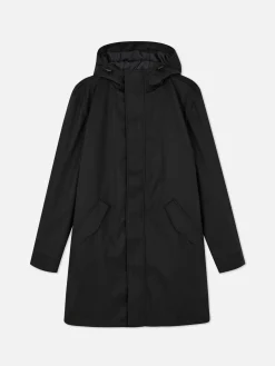 Jacken Und Mäntel|Primark Gummierter Parka Mit Kapuze Schwarz