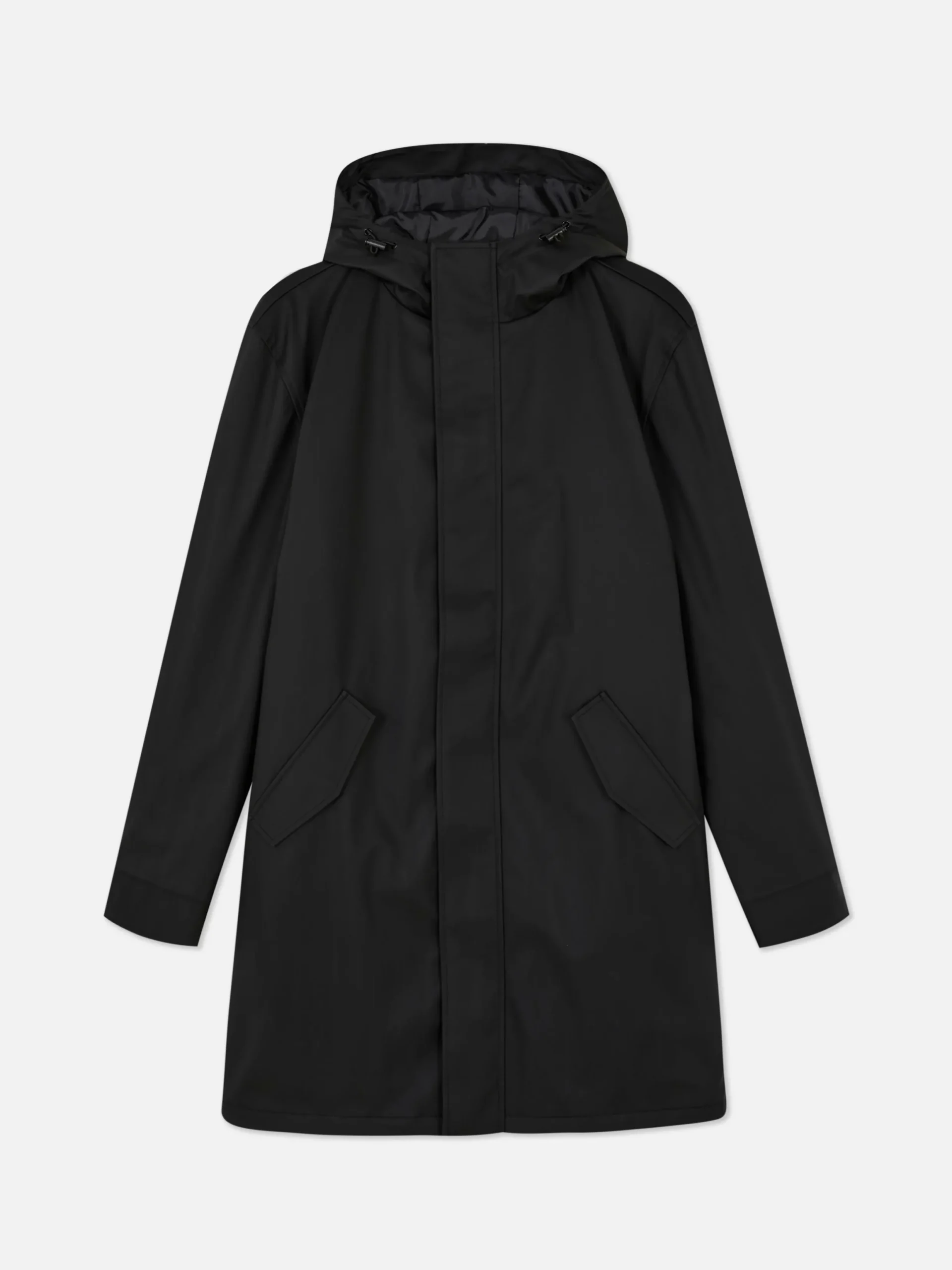 Jacken Und Mäntel|Primark Gummierter Parka Mit Kapuze Schwarz