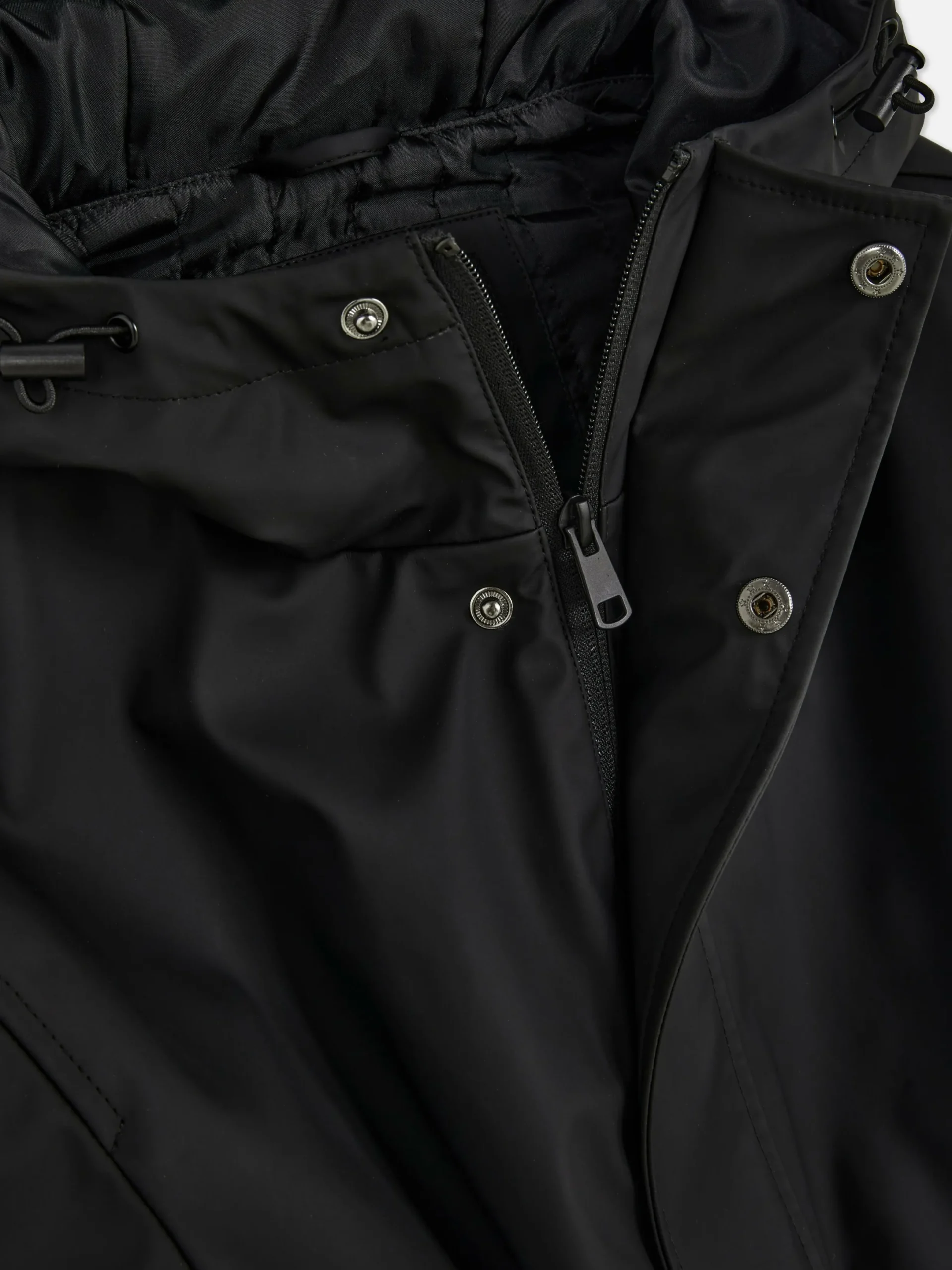 Jacken Und Mäntel|Primark Gummierter Parka Mit Kapuze Schwarz