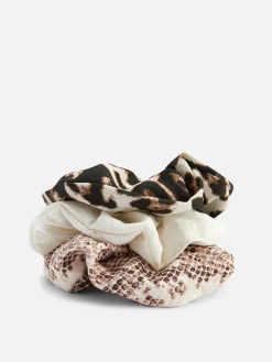 Haarschmuck|Primark Haargummis Mit Animalprint, 3er-Pack Cremefarben
