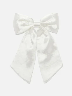 Haarschmuck|Primark Haarschleife Aus Satin Mit Knittereffekt Weiß