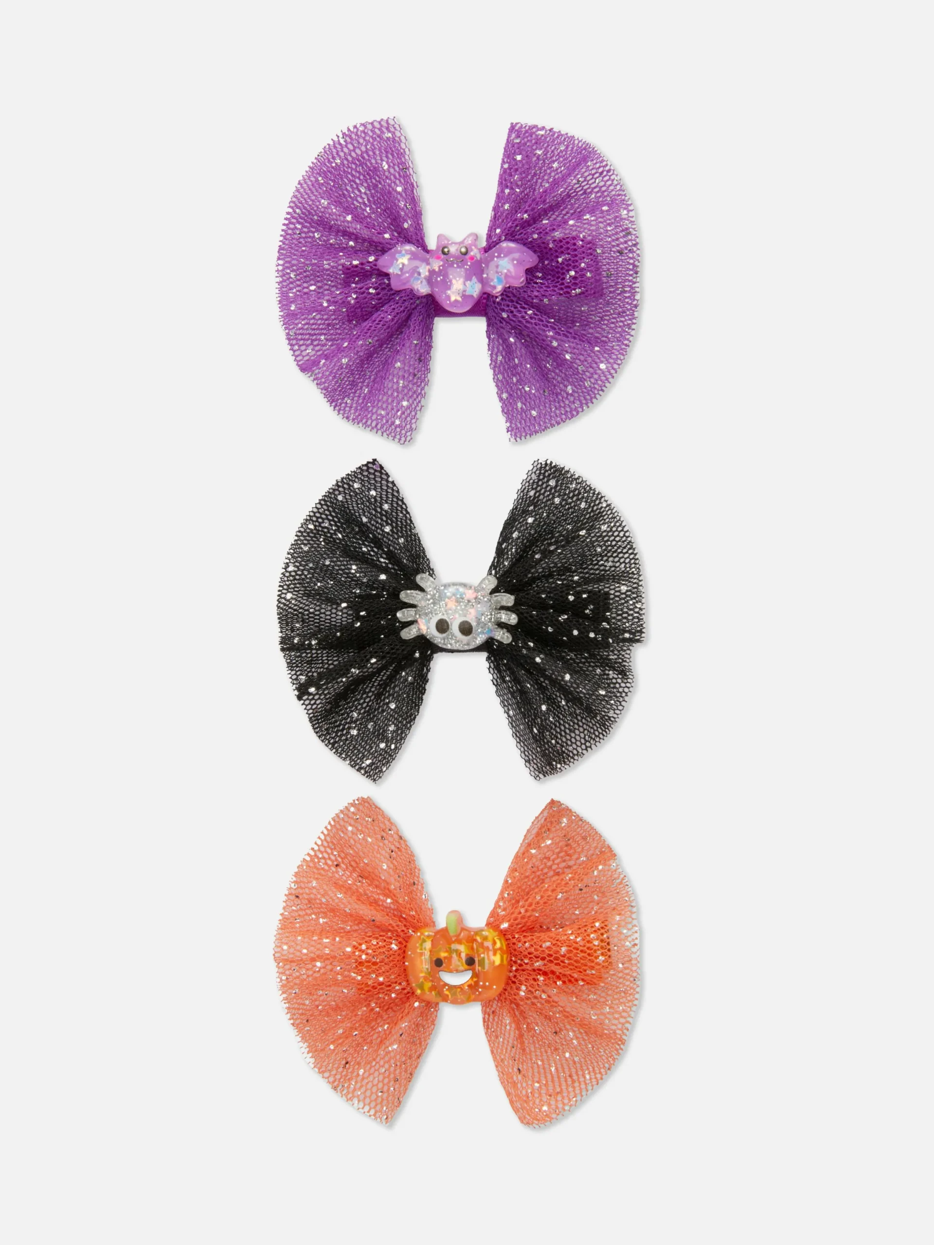Halloween-Kostüme Für Kinder|Halloween-Accessoires|Primark Halloween-Haarspangen Mit Glitzerschleife, 3er-Pack Multi