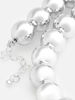 Schmuck|Primark Halskette Mit Kugel In Metallic-Optik Weiß