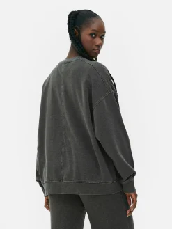 Hoodies Und Sweatshirts|Primark „Harvard“ Sweatshirt In Acid-Wash-Optik Anthrazitfarben