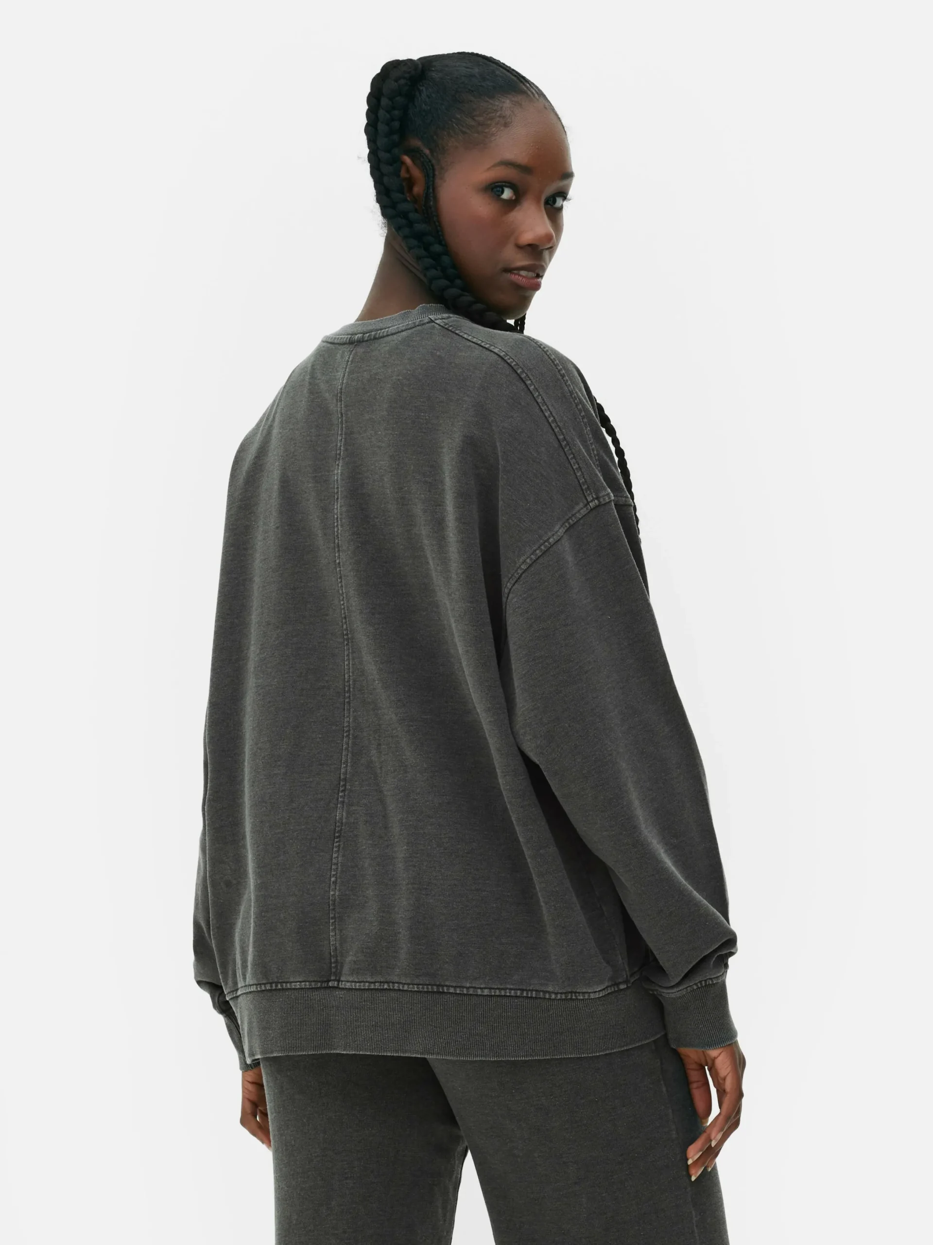 Hoodies Und Sweatshirts|Primark „Harvard“ Sweatshirt In Acid-Wash-Optik Anthrazitfarben