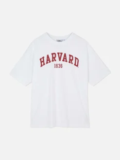 Tops Und T-Shirts|Primark „Harvard“ T-Shirt Im Oversized-Look Weiß