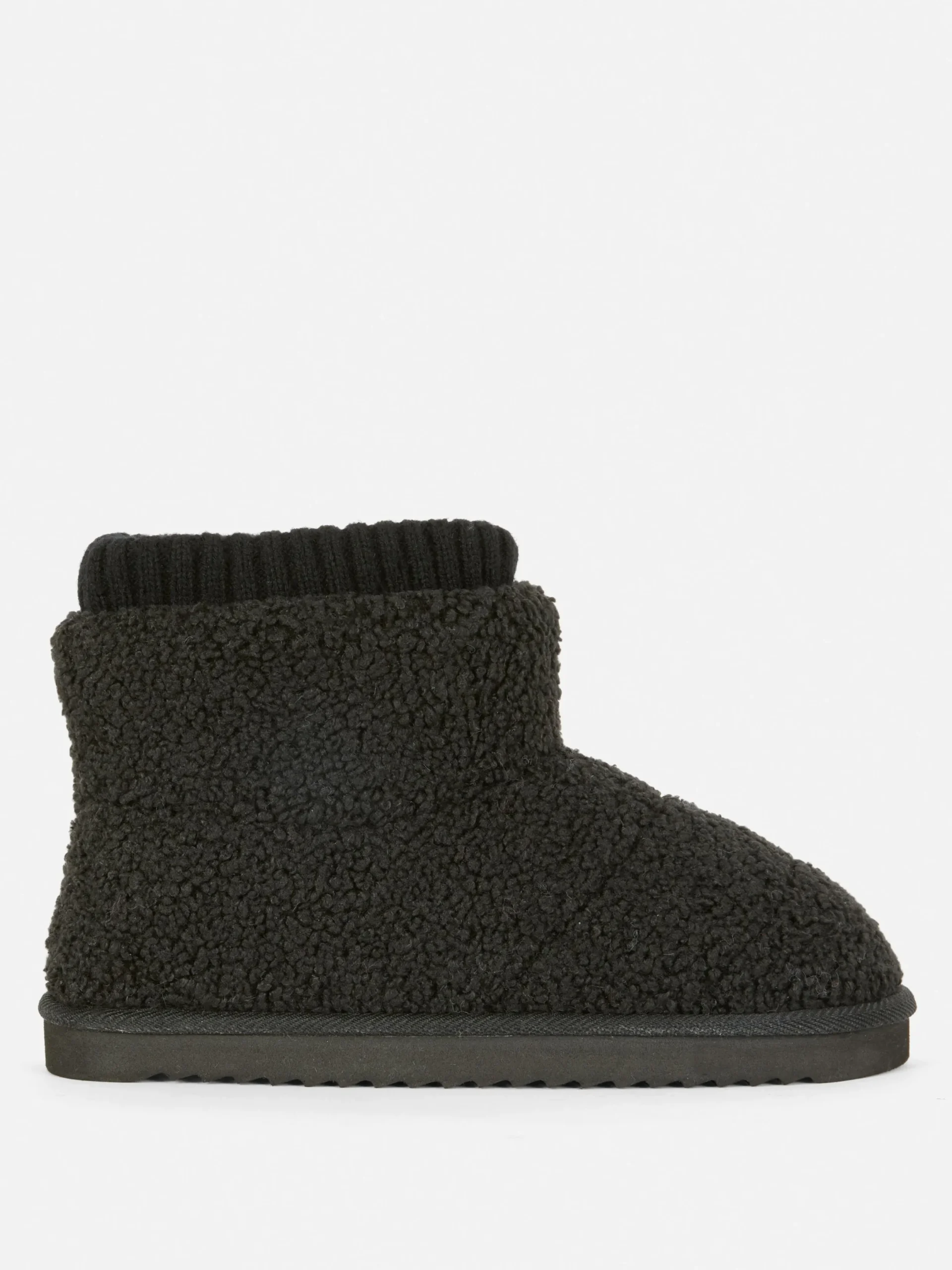 Hausschuhe|Primark Hausstiefel Aus Borg Schwarz