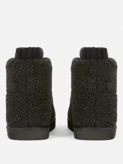 Hausschuhe|Primark Hausstiefel Aus Borg Schwarz