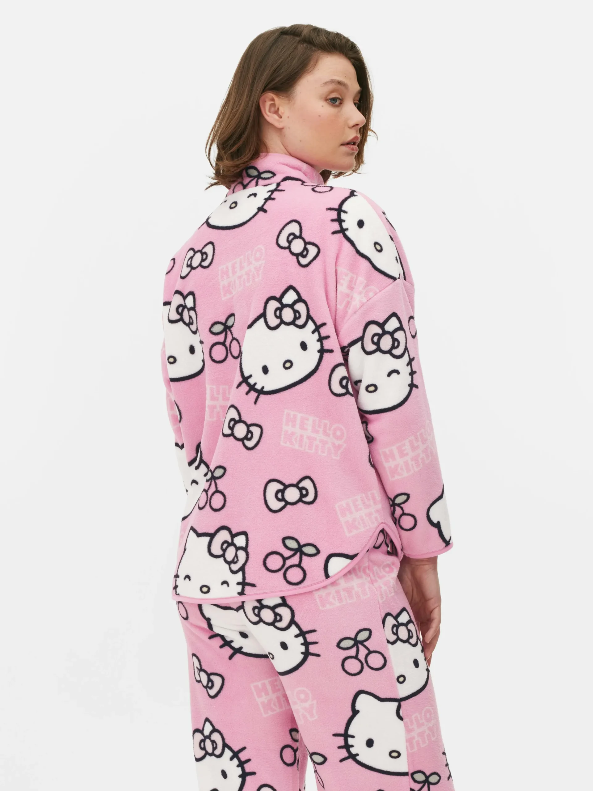 Schlafanzugoberteile|Primark „Hello Kitty“ Fleece-Schlafanzugtop Zum 50. Jubiläum Rosa