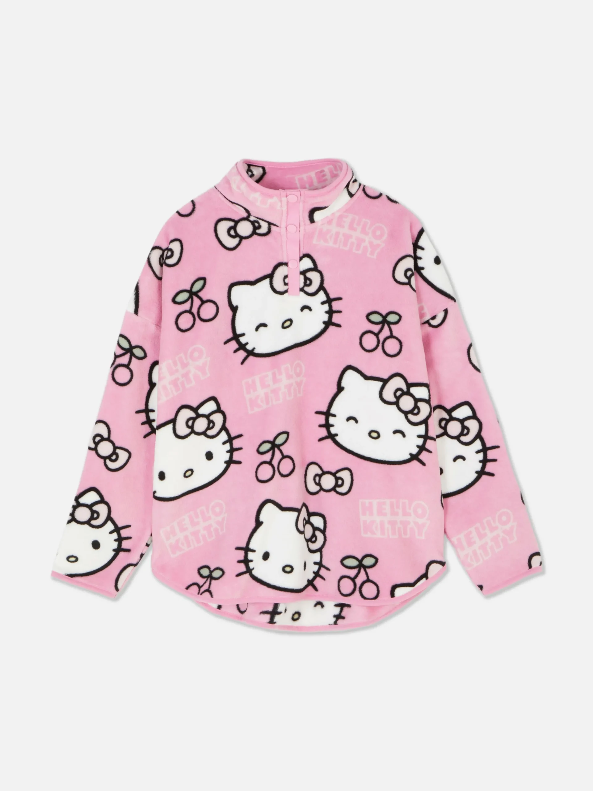 Schlafanzugoberteile|Primark „Hello Kitty“ Fleece-Schlafanzugtop Zum 50. Jubiläum Rosa