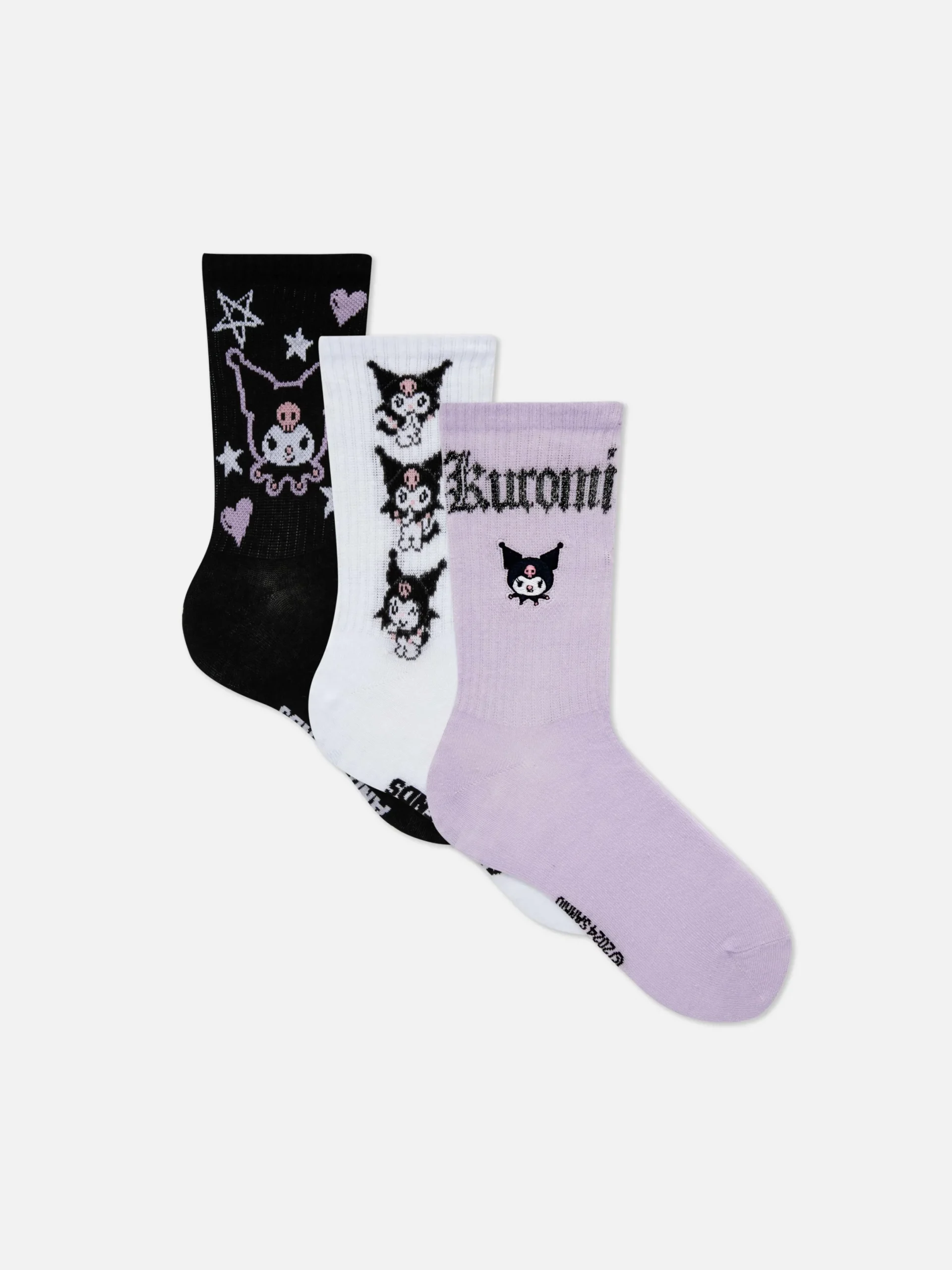 Socken|Primark „Hello Kitty Kuromi“ Crew-Socken, 2er-Pack Violett