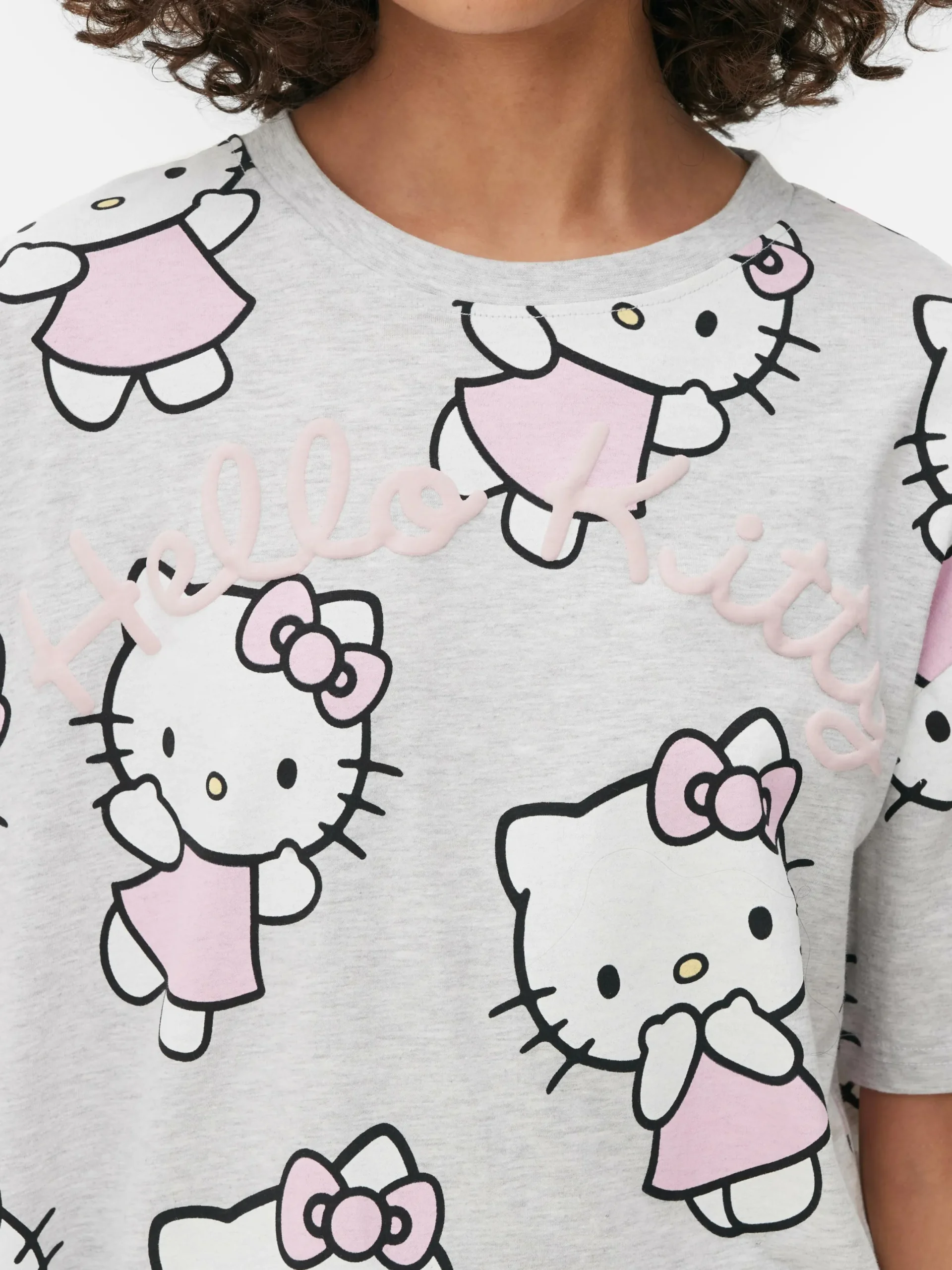 Schlafanzugoberteile|Primark „Hello Kitty“ Schlafanzugtop Grau meliert