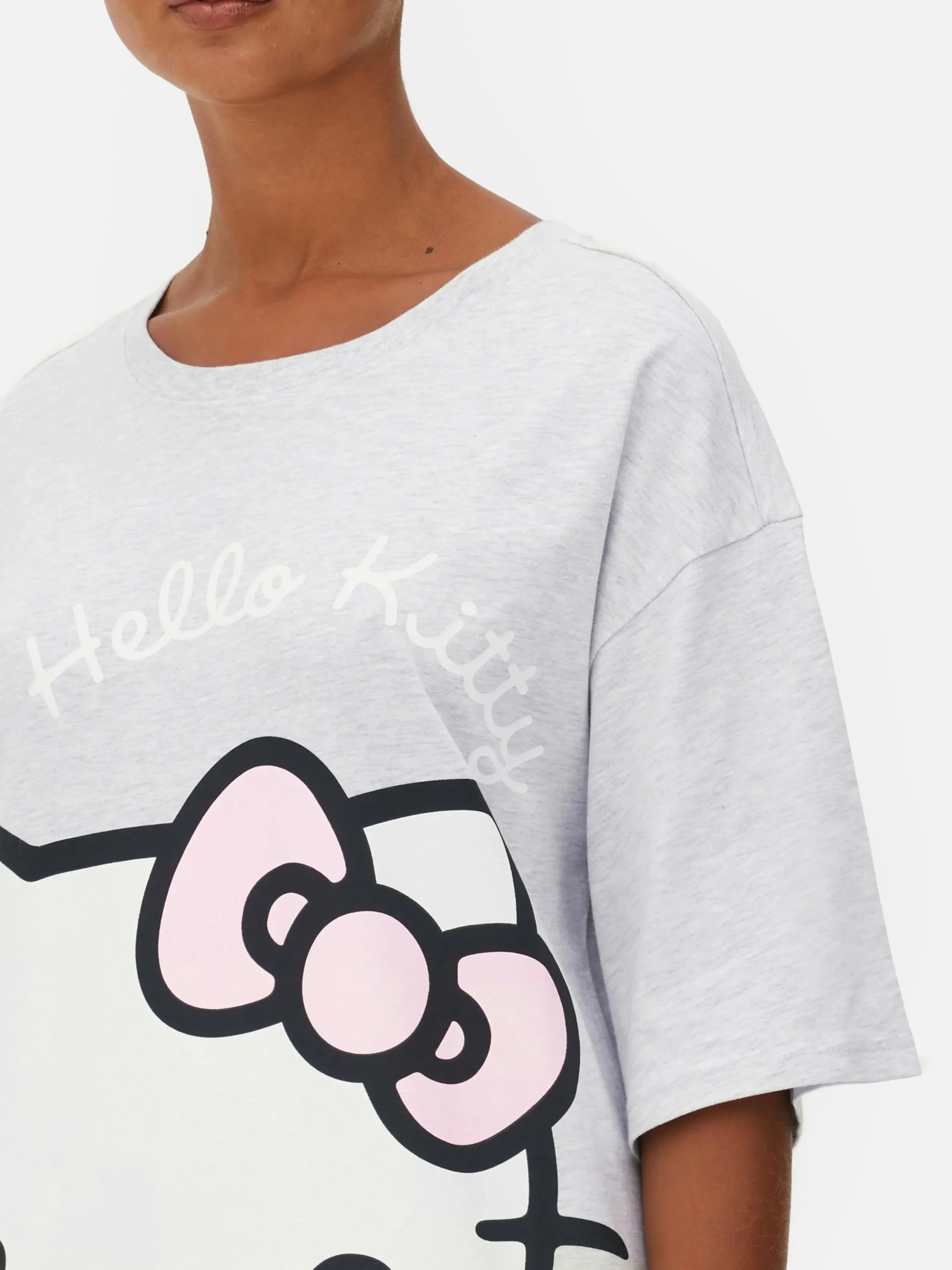 Schlafshirts Und Nachthemden|Primark „Hello Kitty“ Schlaf-T-Shirt Im Oversized-Look Grau meliert
