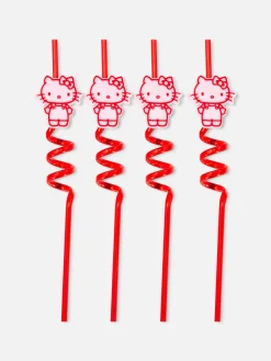 Besteck Und Küchenutensilien|Primark „Hello Kitty“ Spiralstrohhalme, 4er-Pack Rot