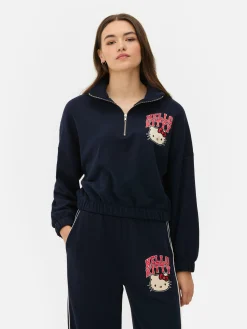 Hoodies Und Sweatshirts|Primark „Hello Kitty“ Sweatshirt Mit Halbem Reißverschluss Marineblau