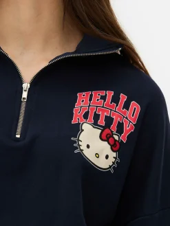 Hoodies Und Sweatshirts|Primark „Hello Kitty“ Sweatshirt Mit Halbem Reißverschluss Marineblau