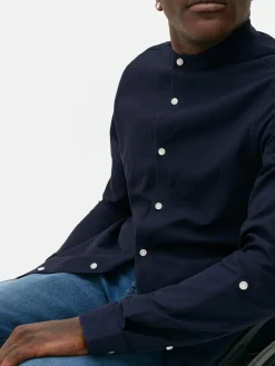 Hemden|Primark Hemd Mit Hochgerollten Ärmeln Und Knopfleiste Marineblau