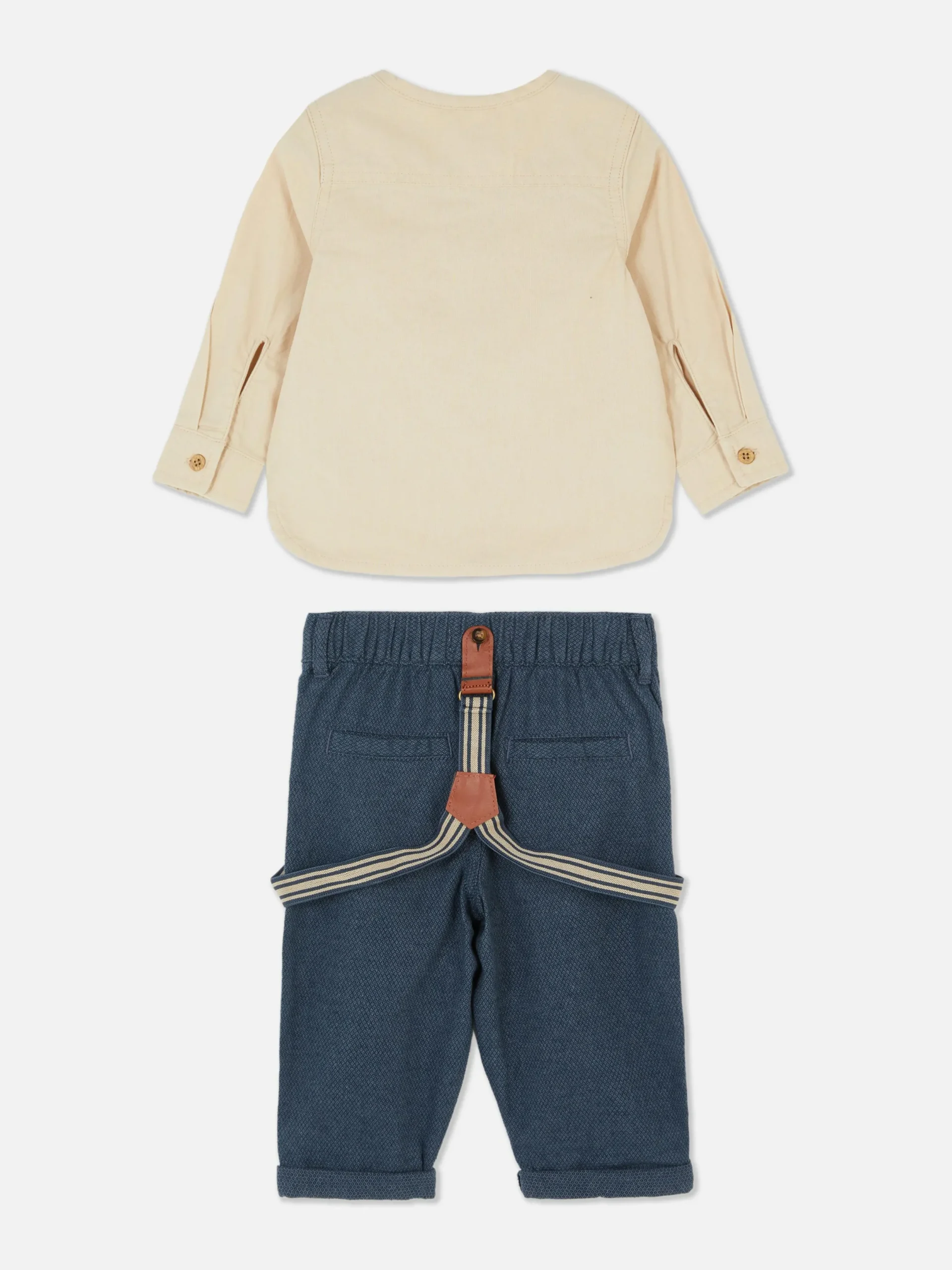 Sets Und Outfits|Primark Hemd Mit Knopfleiste Und Hose Mit Hosenträgern Steinfarben