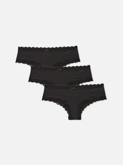 Slips|Primark Hüftslips Aus Mikrofaser Mit Spitzenbesatz, 3er-Pack Schwarz