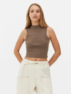 Tops Und T-Shirts|Primark Hochgeschlossenes, Kurzes Trägertop Braun