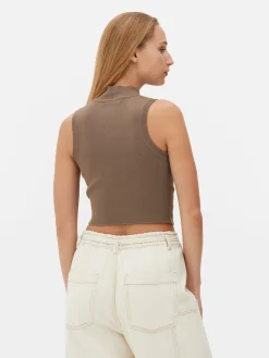 Tops Und T-Shirts|Primark Hochgeschlossenes, Kurzes Trägertop Braun